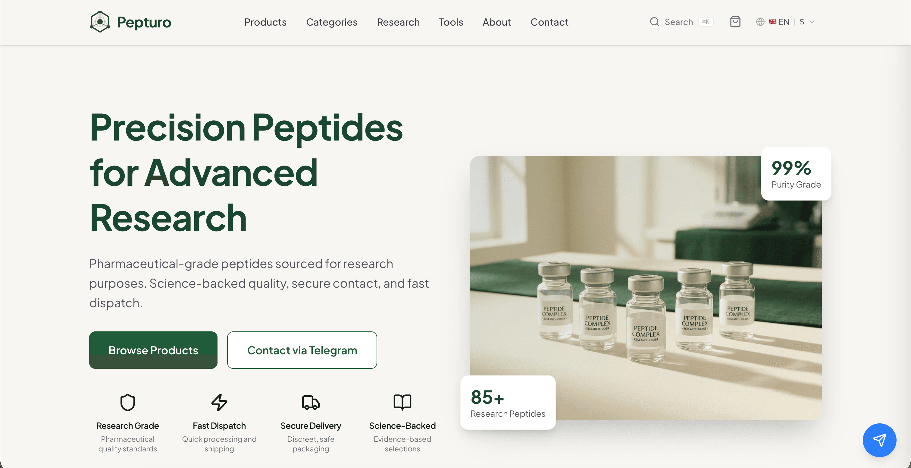Pepturo · D2C Health & Peptide · Astro 6 mit D2C Funnel
